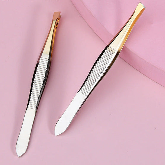Premium Stainless Steel Slant Tip Tweezers for Precision Grooming