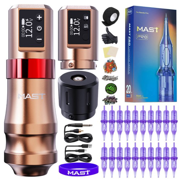 Mast Mini Wireless Tattoo Machine Professional Bundle - Free Shipping