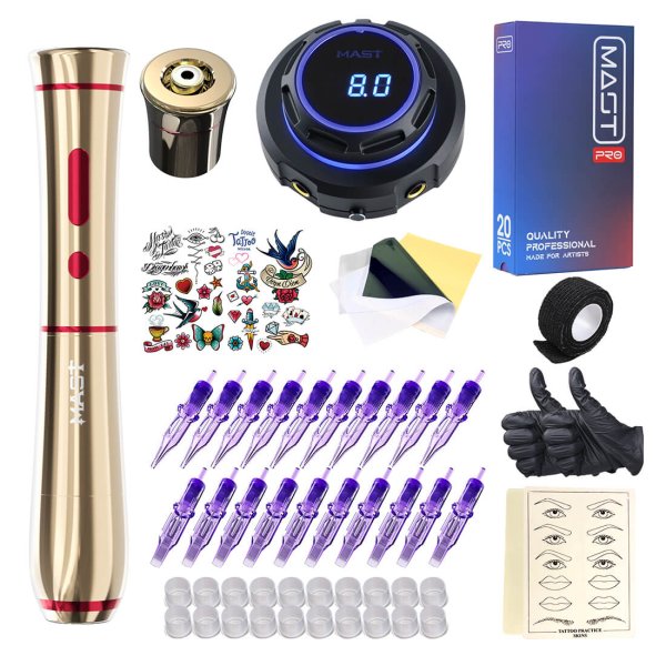 Mast P40 Wireless Tattoo Kit PMU Machine Professional Bundle - Free Shipping
