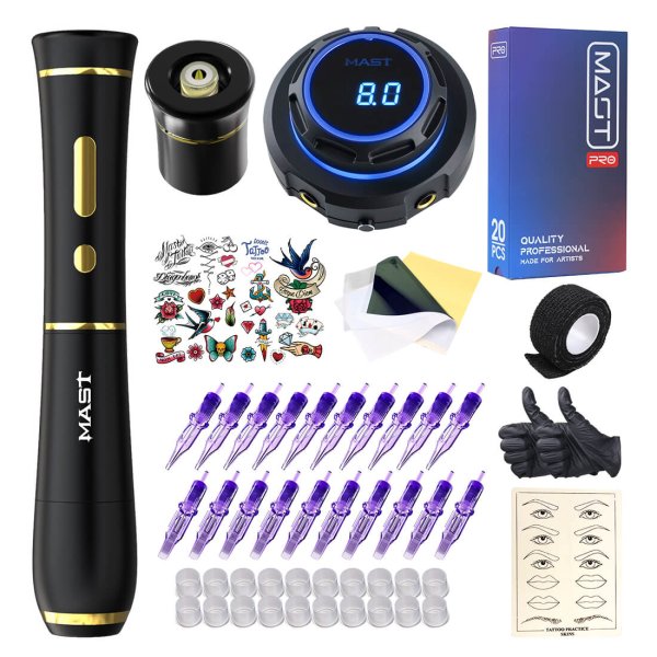 Mast P40 Wireless Tattoo Kit PMU Machine Professional Bundle - Free Shipping