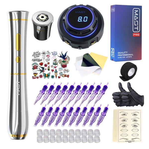 Mast P40 Wireless Tattoo Kit PMU Machine Professional Bundle - Free Shipping