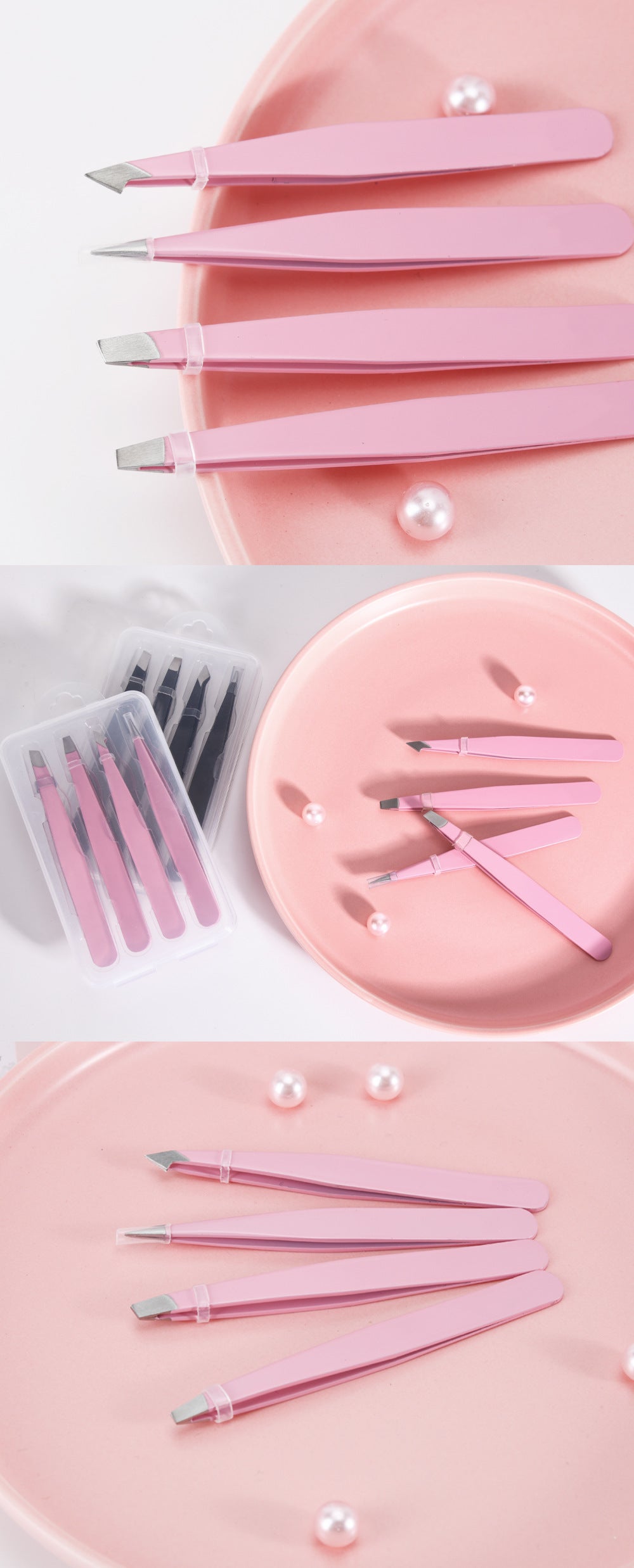 Premium Stainless Steel Tweezer Set – Precision Beauty Tool for Eyebrow Grooming & Facial Care
