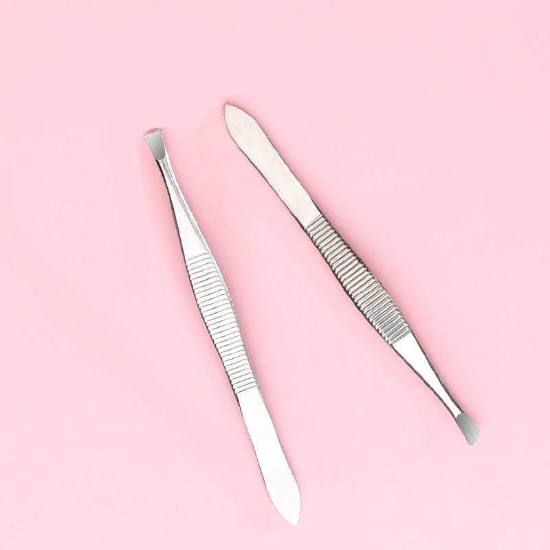 Precision Stainless Steel Tweezers – Flat & Slant Tip for Perfect Eyebrow Shaping