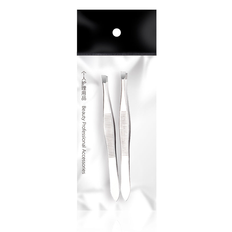Precision Stainless Steel Tweezers – Flat & Slant Tip for Perfect Eyebrow Shaping