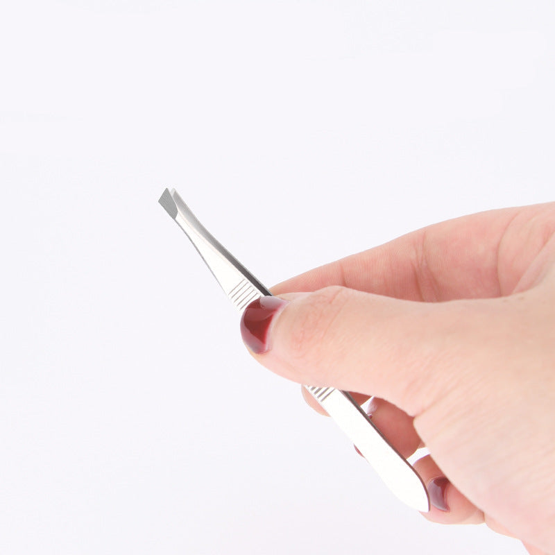 Precision Stainless Steel Tweezers – Flat & Slant Tip for Perfect Eyebrow Shaping