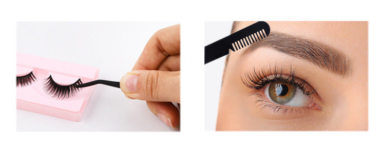Multi-Functional Eyelash & Eyebrow Tweezers with Comb – Precision Beauty Tool for Lash Application & Grooming
