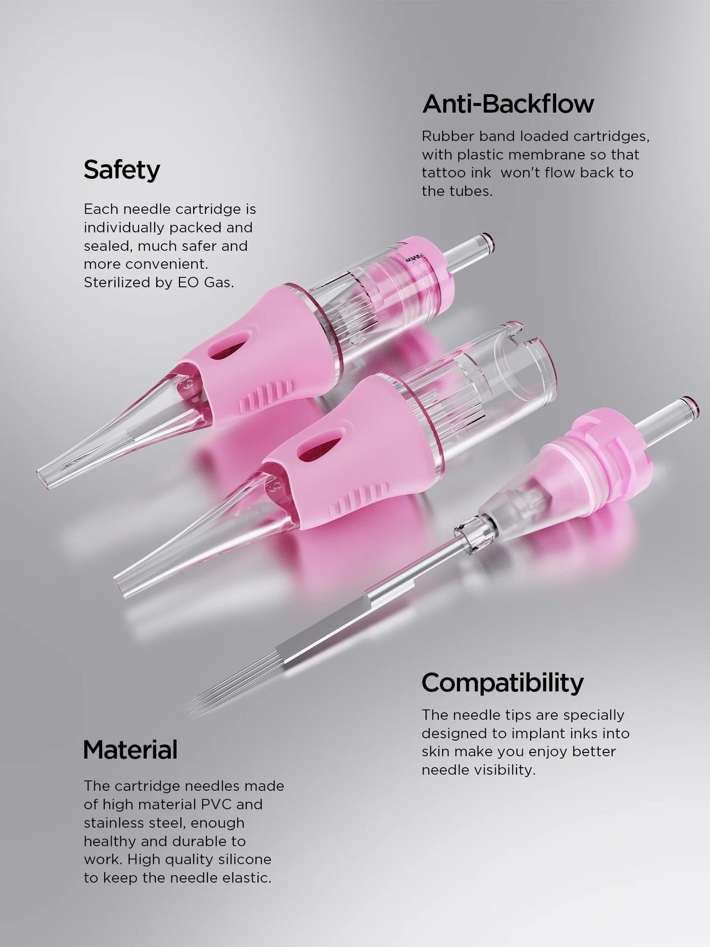 V6 Universal Needle Cartridge β Integrated Pink Silicone Design - 10PCS/BOX