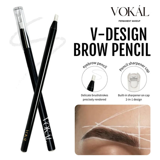 VOKÁL V-Design Defining Eyebrow Pencil – Professional PMU Brow Mapping Pencil with Built-In Sharpener