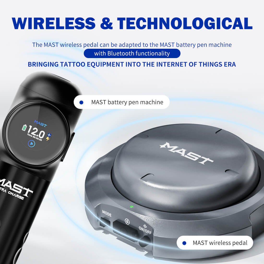 Mast Archer S Wireless Tattoo Machine Bundle with Bluetooth Pedal - Free Shipping