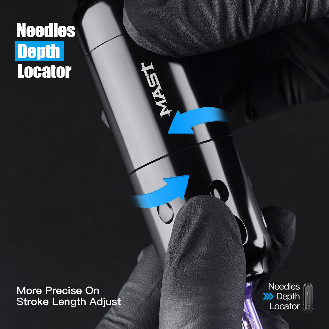 Máquina de tatuaje con sensor de mástil PMU y conexión RCA, 4 mm de recorrido, WQ827