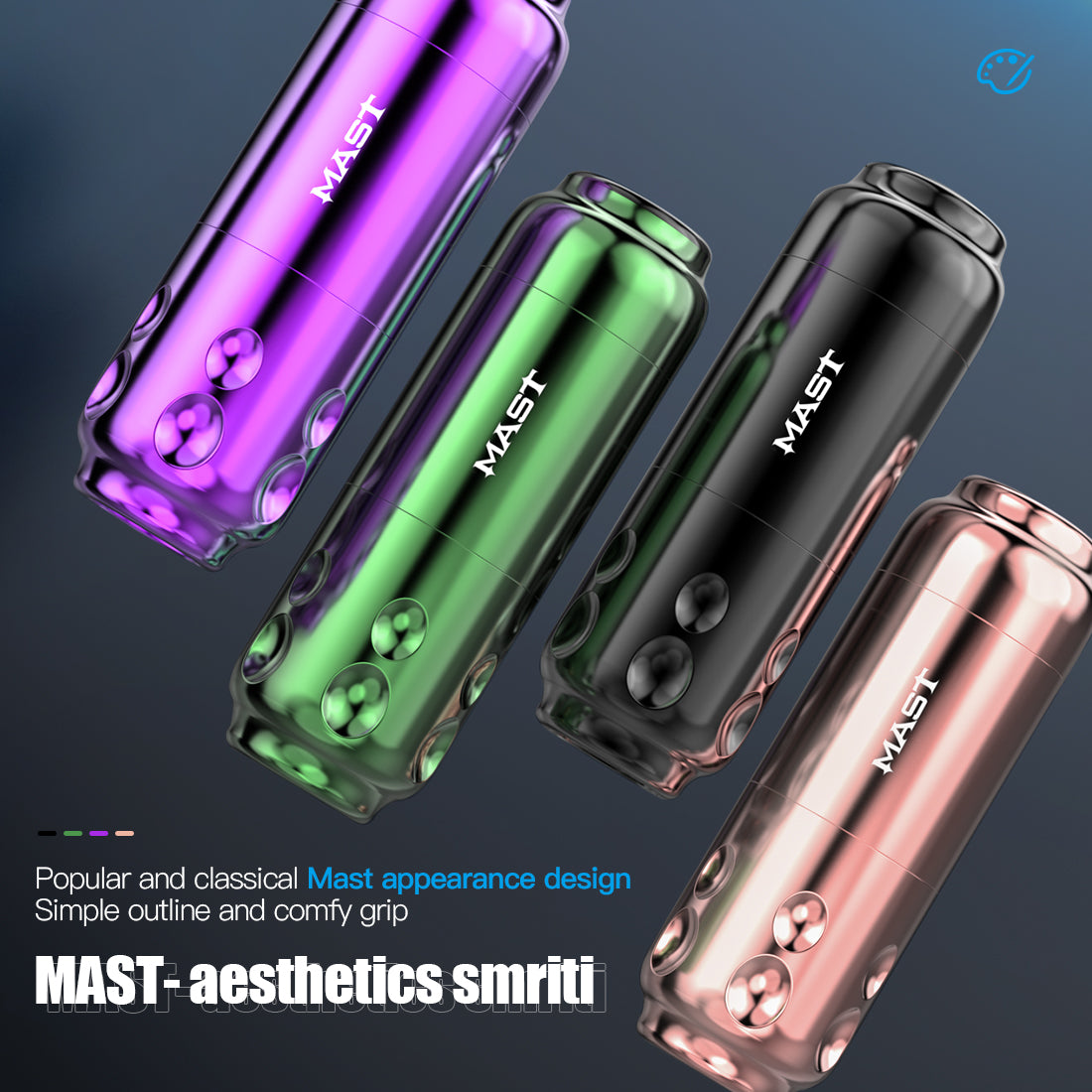 Máquina de tatuaje con sensor de mástil PMU y conexión RCA, 4 mm de recorrido, WQ827