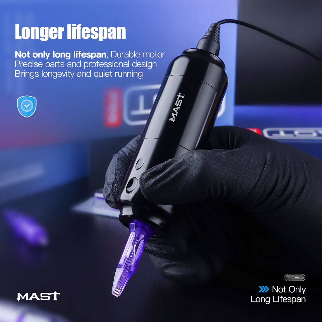 Máquina de tatuaje con sensor de mástil PMU y conexión RCA, 4 mm de recorrido, WQ827