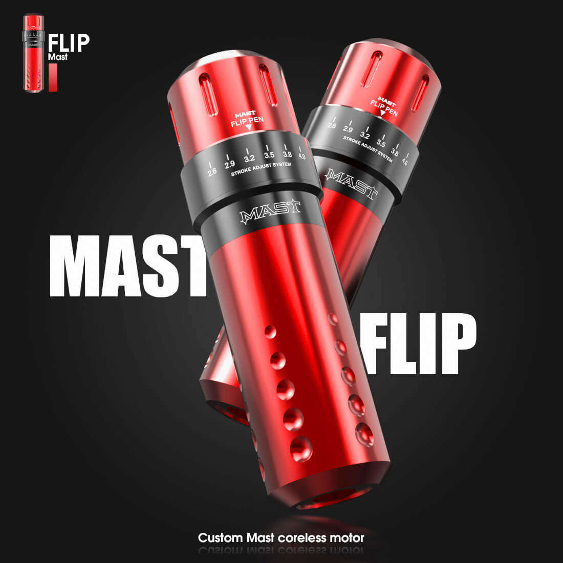 Mast Flip PMU Tattoo Machine Rotary Pen 2.6-4.0MM 6 Strokes Adjustment WQ829