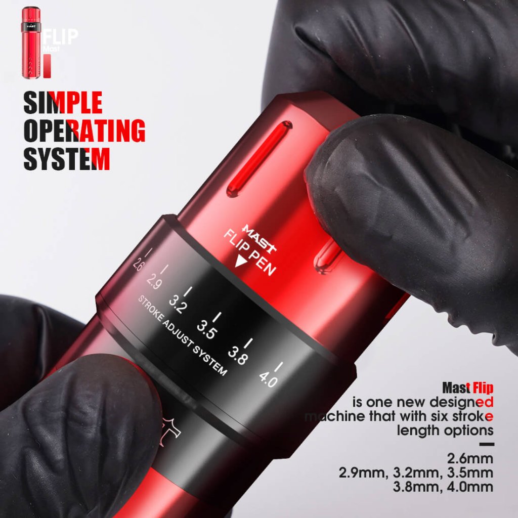 Mast Flip PMU Tattoo Machine Rotary Pen 2.6-4.0MM 6 Strokes Adjustment WQ829