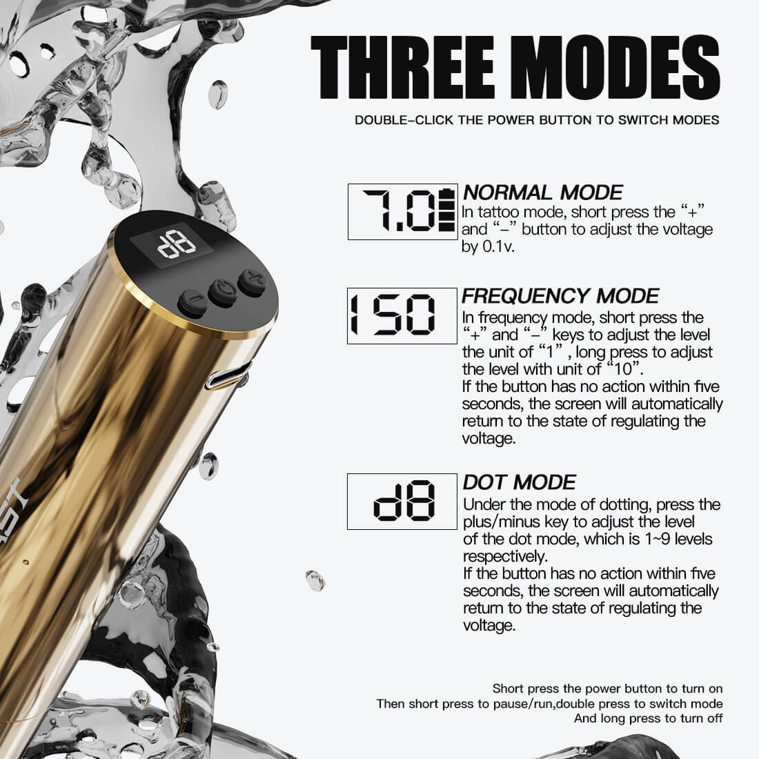 Mast Tour Y22 (Golden) Wireless PMU Pen Machine 3.0MM Stroke - Free Shipping