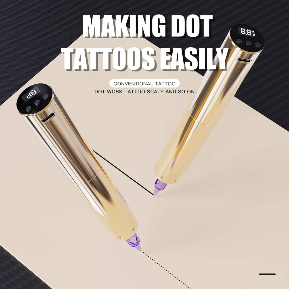 Mast Tour Y22 (Golden) Wireless PMU Pen Machine 3.0MM Stroke - Free Shipping