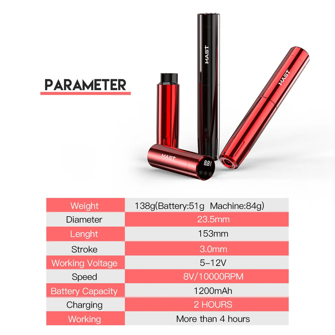 Mast Tour Y22 Wireless PMU Tattoo Machine - Free Shipping