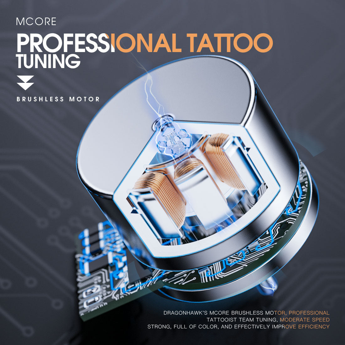 Dragonhawk X7 Wireless PMU Tattoo Pen Machine - Brushless Motor with 3.5MM Stroke and Smart Screen