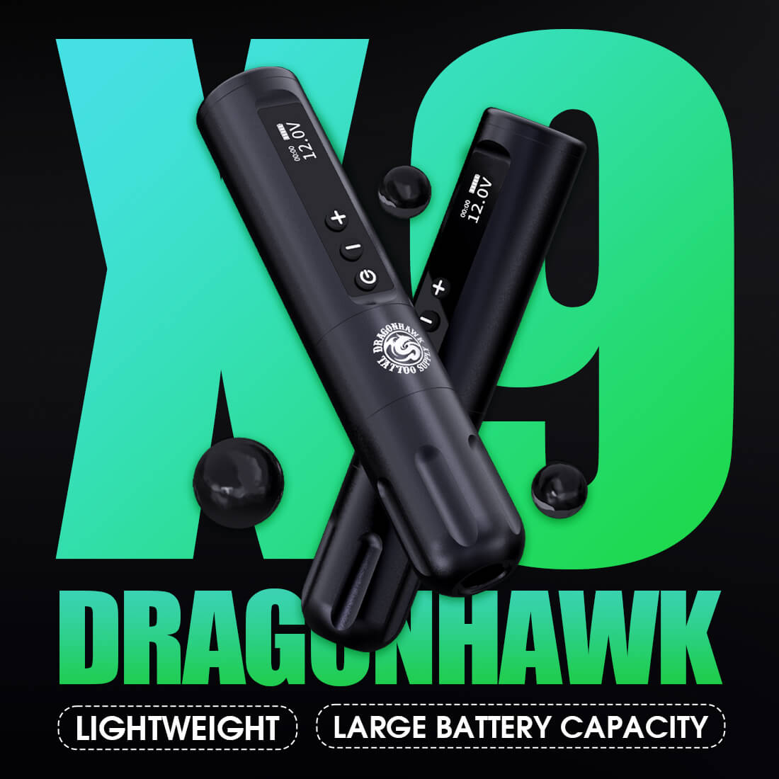 Dragonhawk X9 Kabellose Tattoo-Stiftmaschine mit 3,5 mm Hub und bürstenlosem Mcore-Motor – Kostenloser Versand