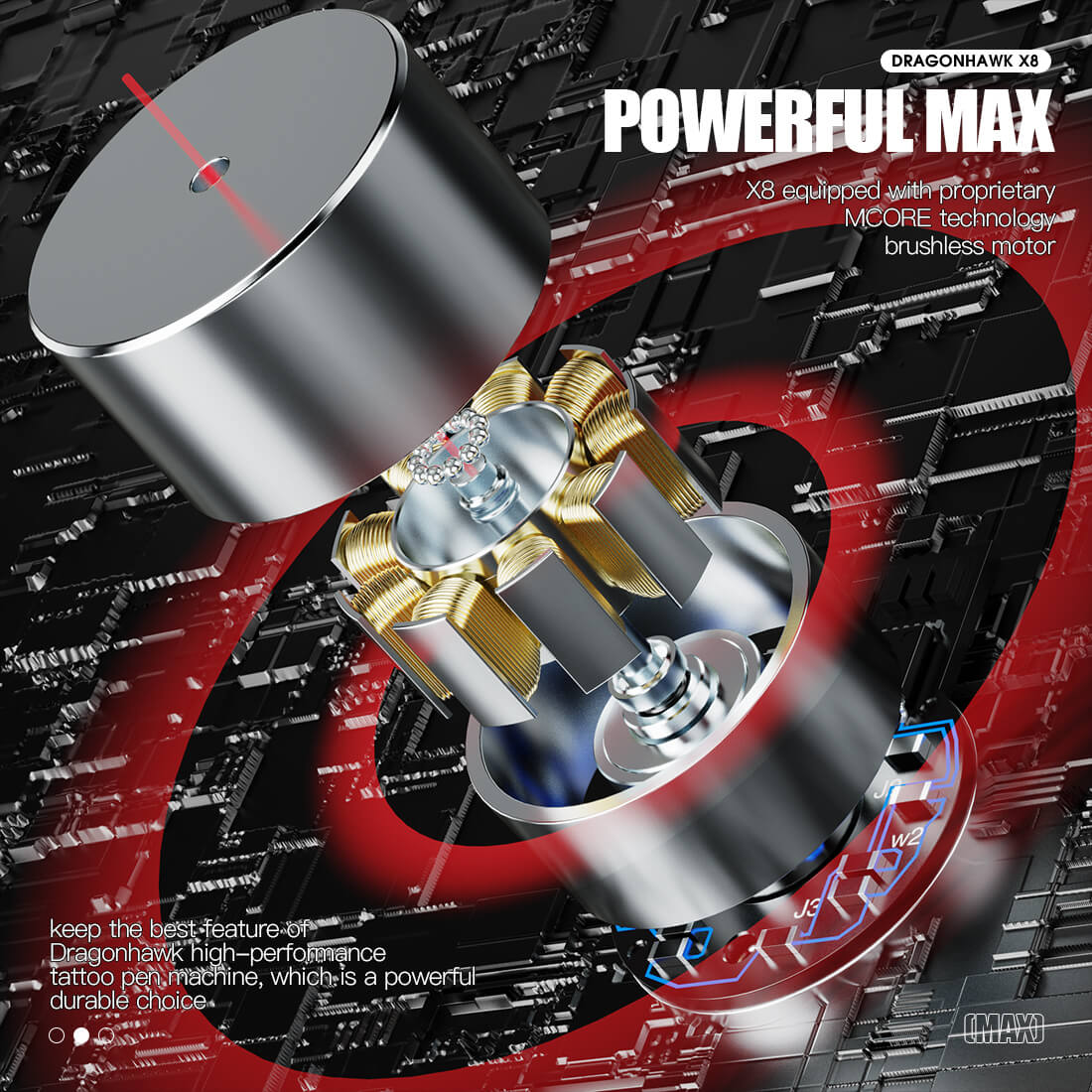 Dragonhawk X8 Wireless PMU Tattoo Pen Machine with Adjustable Frequency - Free Shipping