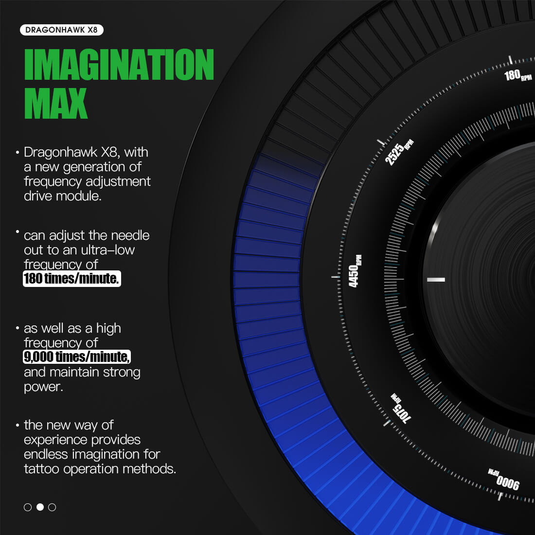 Dragonhawk X8 Wireless PMU Tattoo Pen Machine with Adjustable Frequency - Free Shipping