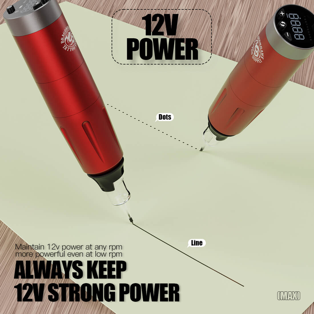 Dragonhawk X8 Wireless PMU Tattoo Pen Machine with Adjustable Frequency - Free Shipping