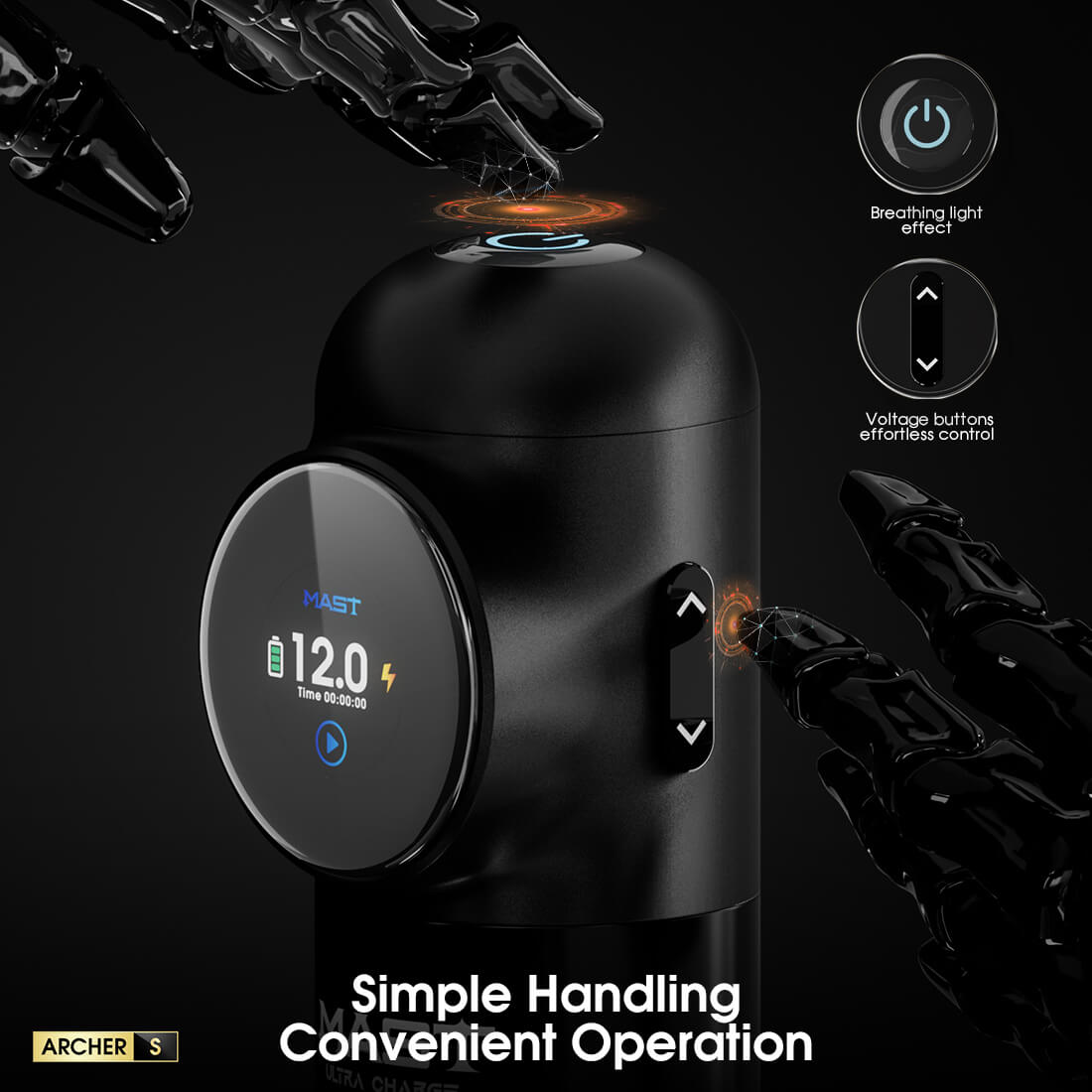 Mast Archer S Wireless Tattoo Pen Machine with 4.2MM Stroke Ultra Fast Charging - Free Shipping