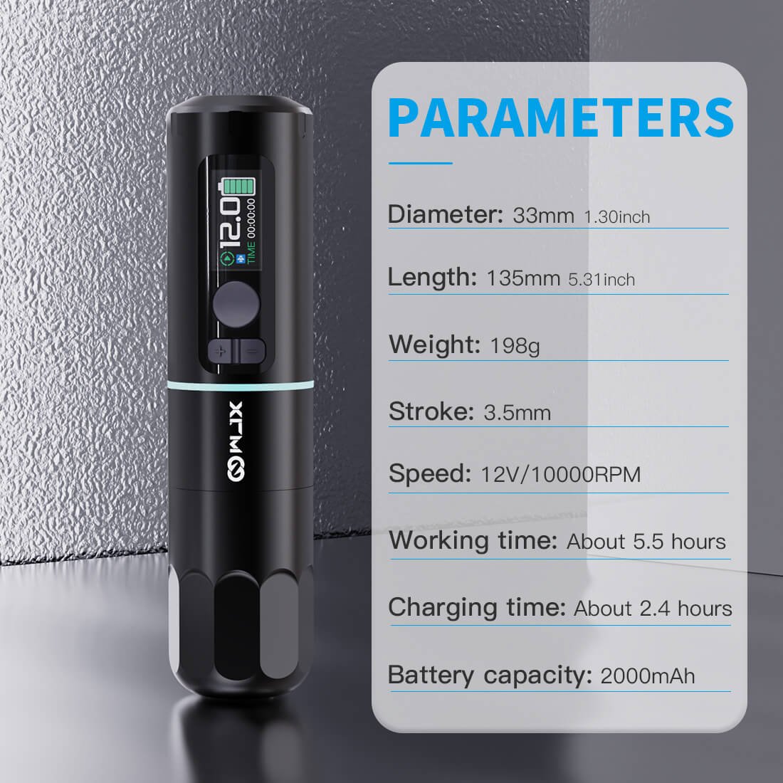 WJX W4 Wireless PMU Tattoo Pen Machine with 3.5MM Stroke Two Batteries - Free Shipping