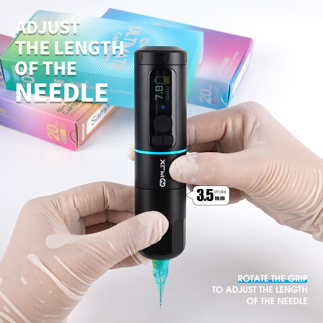 WJX W4 Wireless PMU Tattoo Pen Machine with 3.5MM Stroke Two Batteries - Free Shipping