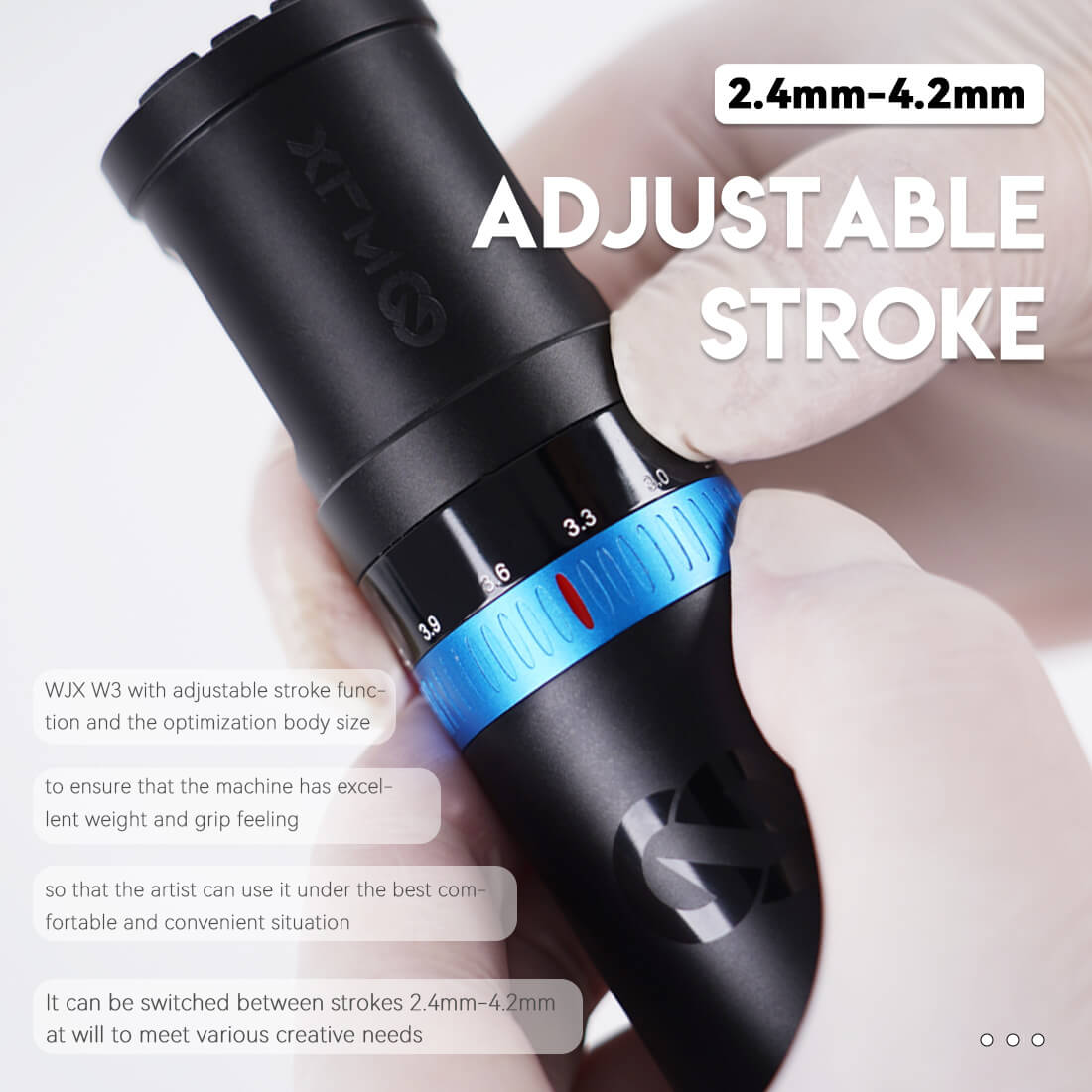 WJX W3 Wireless PMU Tattoo Pen Machine 2.4-4.2MM Strokes Fast Charging