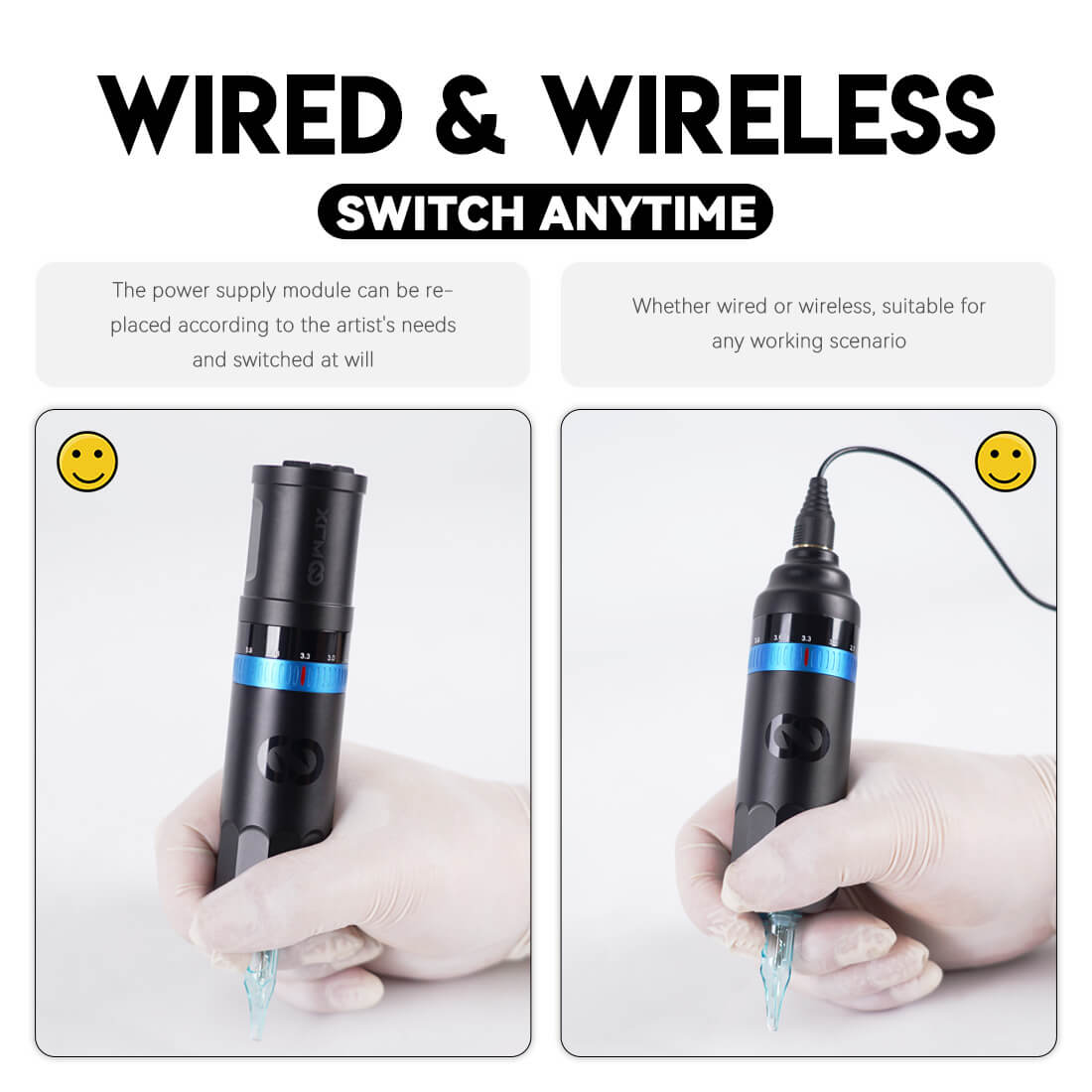 WJX W3 Wireless PMU Tattoo Pen Machine 2.4-4.2MM Strokes Fast Charging