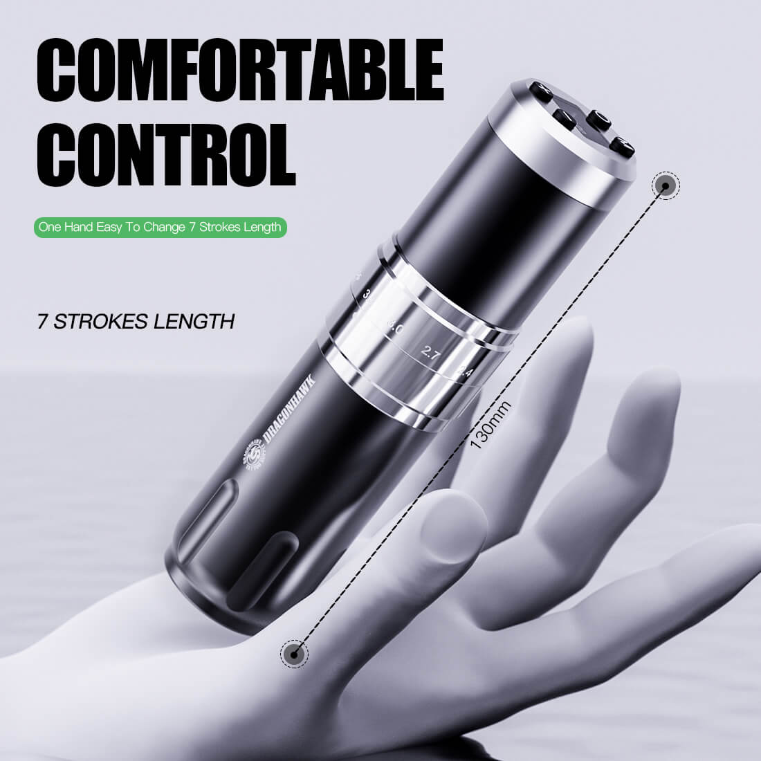 Dragonhawk Fold 3 Wireless PMU Tattoo Pen Machine with 7 Stroke Lengths