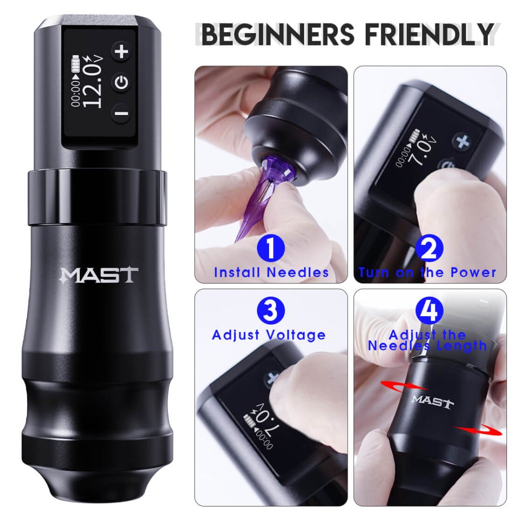 Mast Mini Wireless Tattoo Machine Professional Bundle - Free Shipping