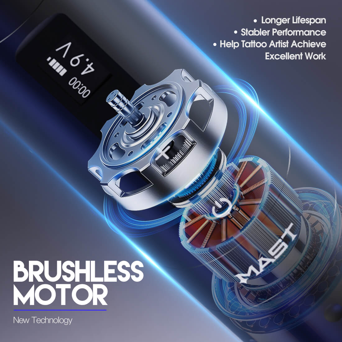Mast A2 Wireless PMU Tattoo Pen Machine with 3.5 MM Stroke - Free Shipping