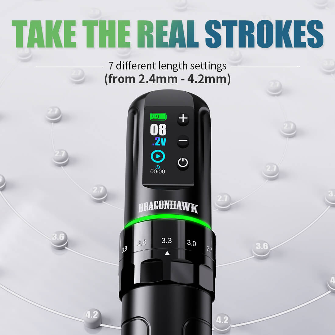 Máquina de tatuaje inalámbrica Dragonhawk L3 con 7 longitudes de trazo ajustables - Envío gratuito