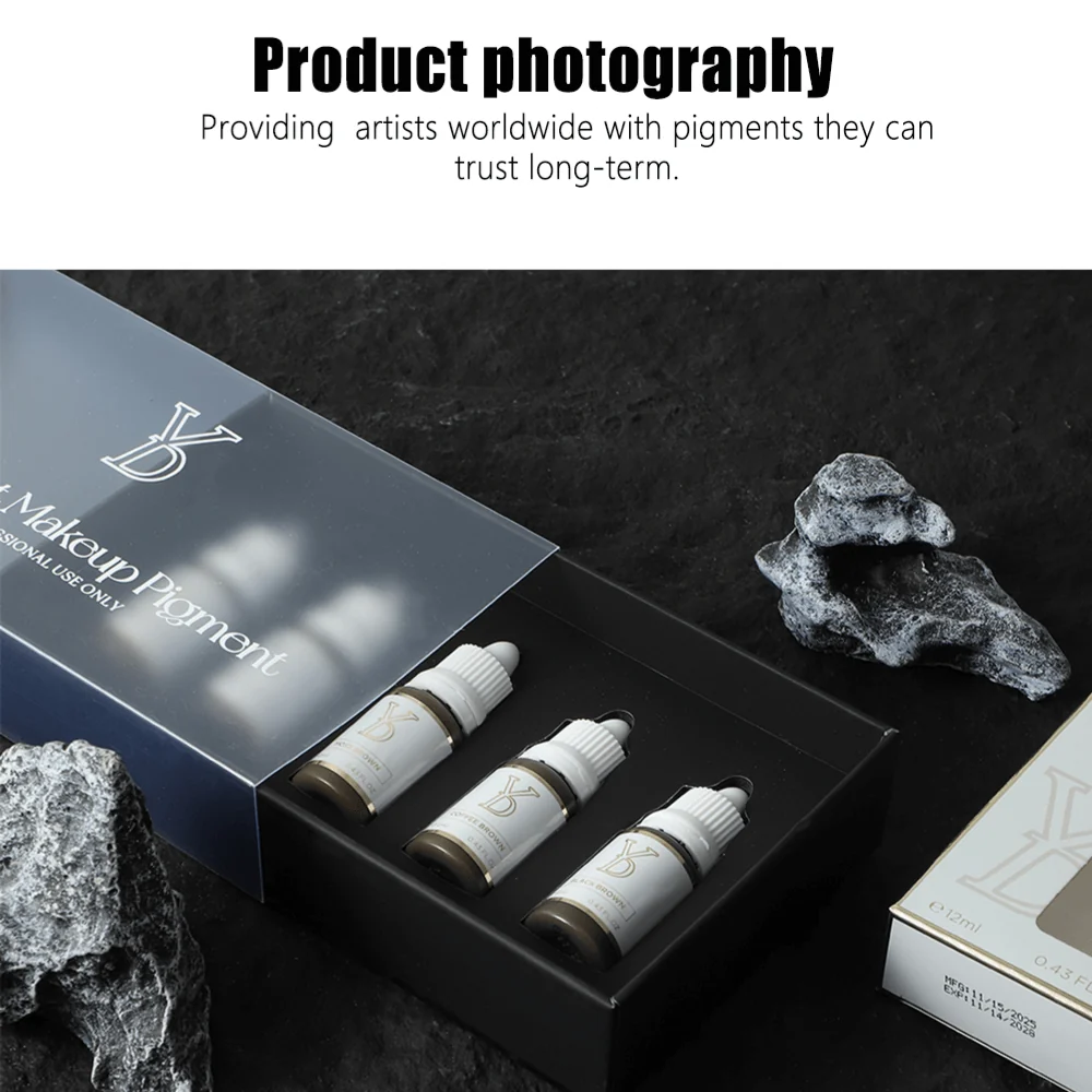 YD InoCream Inorganic Black Brown Brow Pigment – 12ml | Neutral Deep Brown PMU Pigment