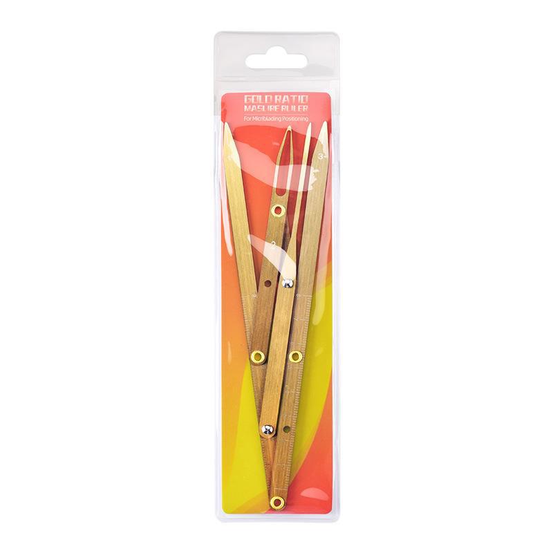 Augenbrauenlineal mit Goldenem Schnitt, 4 Zinken, Messschieber für den Goldenen Schnitt, 3 Stück