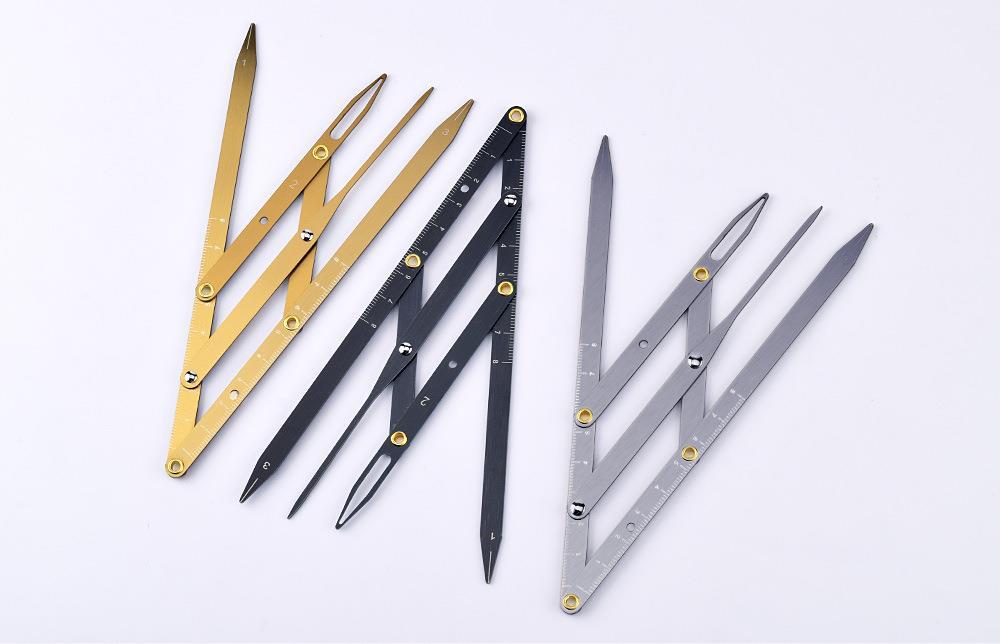 Augenbrauenlineal mit Goldenem Schnitt, 4 Zinken, Messschieber für den Goldenen Schnitt, 3 Stück