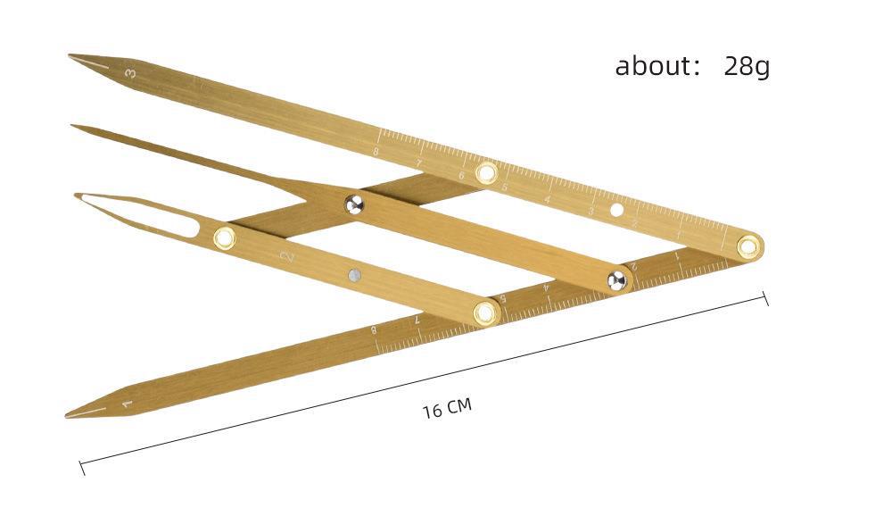 Augenbrauenlineal mit Goldenem Schnitt, 4 Zinken, Messschieber für den Goldenen Schnitt, 3 Stück