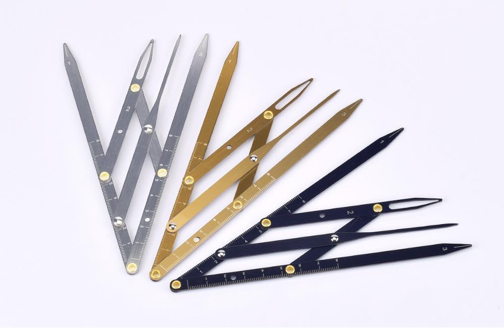 Augenbrauenlineal mit Goldenem Schnitt, 4 Zinken, Messschieber für den Goldenen Schnitt, 3 Stück