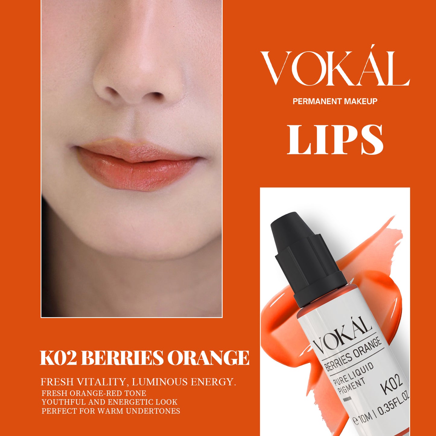 VOKÁL™ K02 BERRIES ORANGE – Water-Based Lip Pigment (10ml)