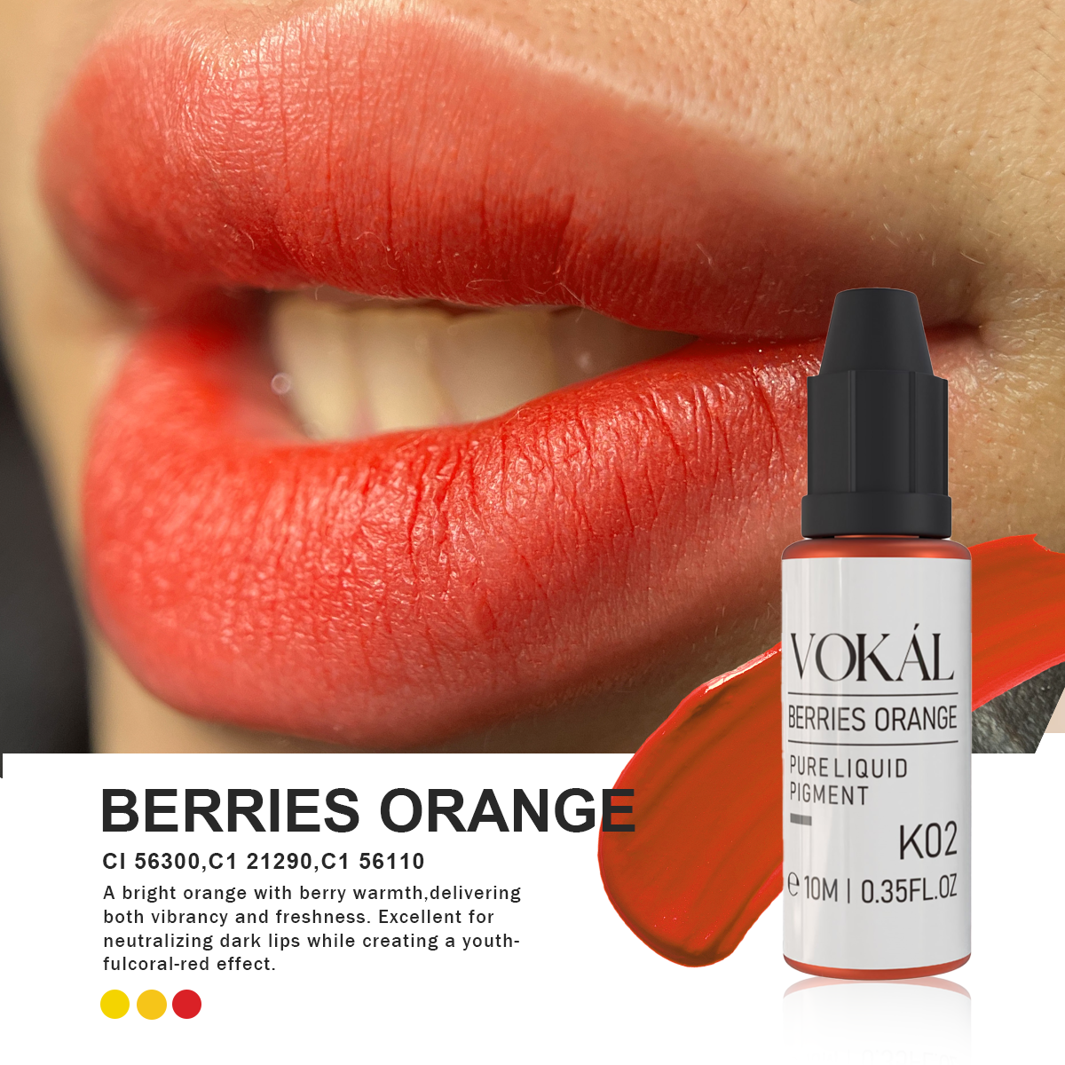VOKÁL™ K02 BERRIES ORANGE – Water-Based Lip Pigment (10ml)
