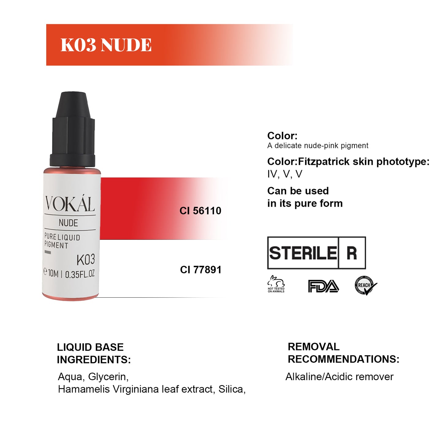 VOKÁL™ K03 NUDE – Water-Based Lip Pigment (10ml)