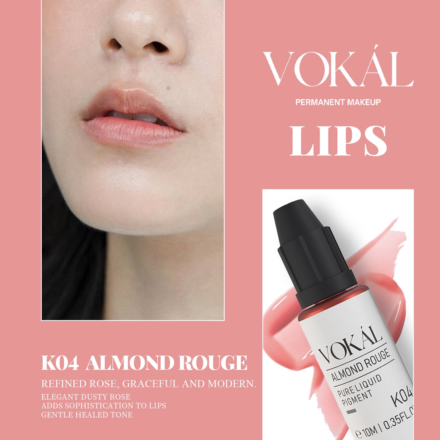 VOKÁL™ K04 Almond Rouge – Water-Based Lip Pigment (10ml)
