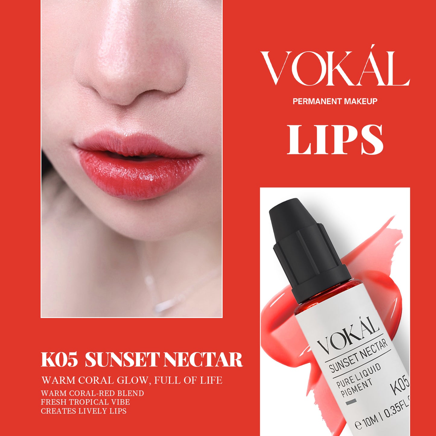 VOKÁL™ K05 Sunset Nectar – Water-Based Lip Pigment (10ml)