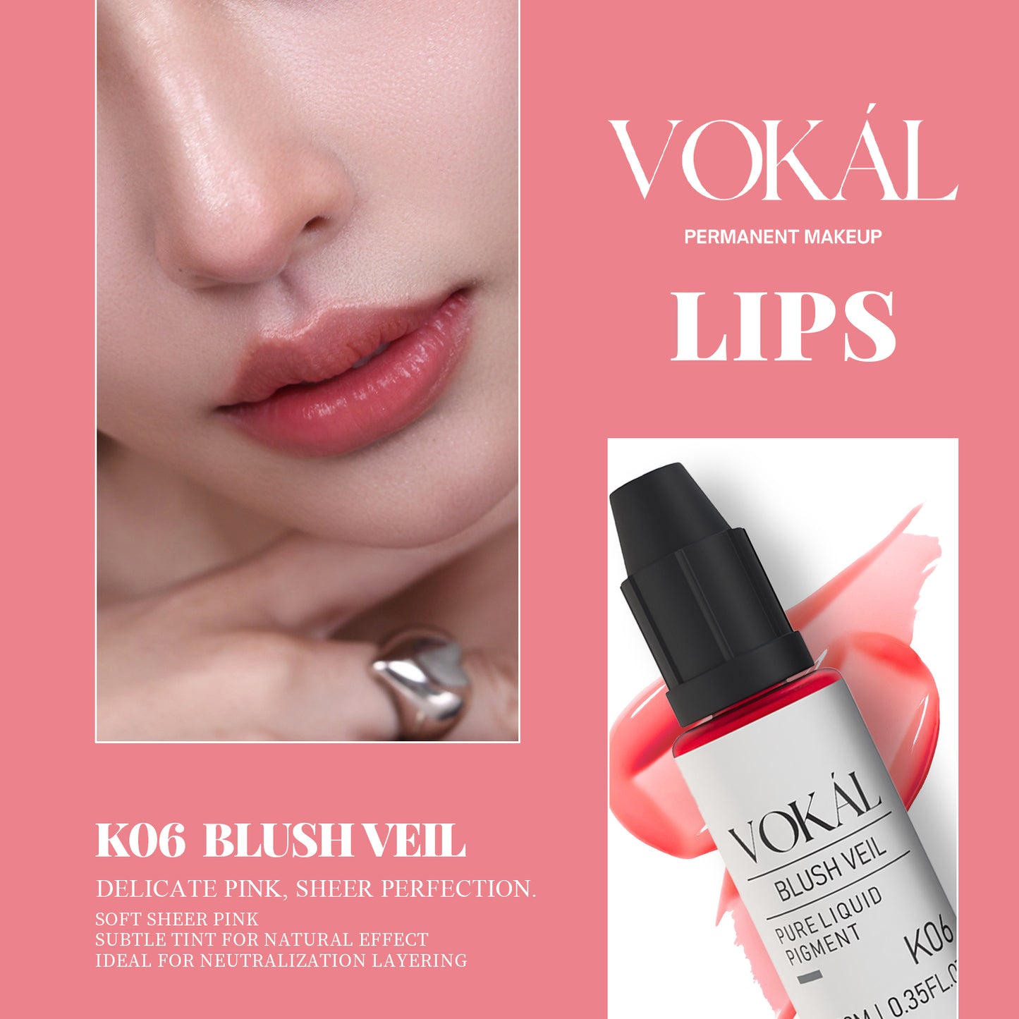 VOKÁL™ K06 Blush Veil – Water-Based Lip Pigment (10ml)