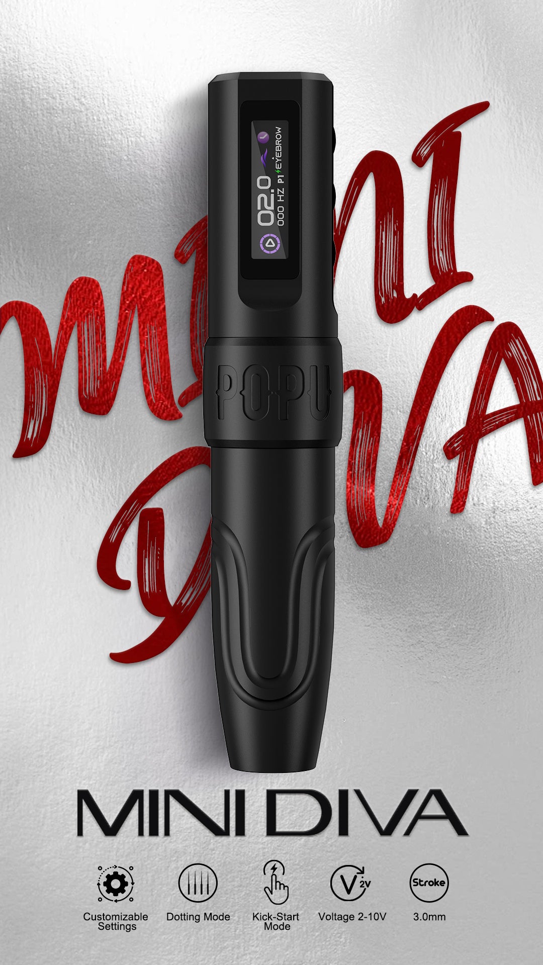 💜POPU MINI DIVA 2V Start-Up Wireless PMU Machine – 3.0mm Stroke - Free Shipping