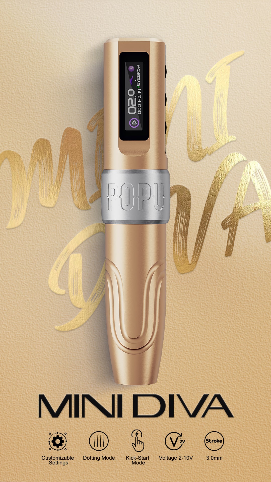 💜POPU MINI DIVA 2V Start-Up Wireless PMU Machine – 3.0mm Stroke - Free Shipping