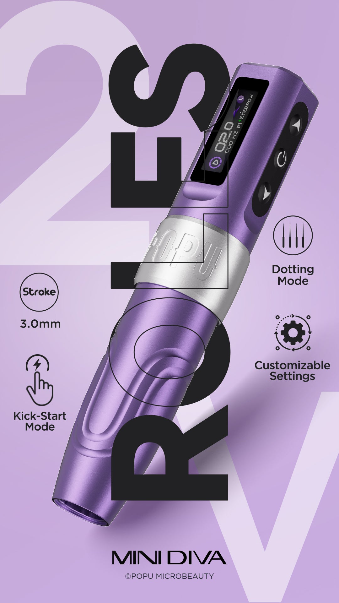 💜POPU MINI DIVA 2V Start-Up Wireless PMU Machine – 3.0mm Stroke - Free Shipping