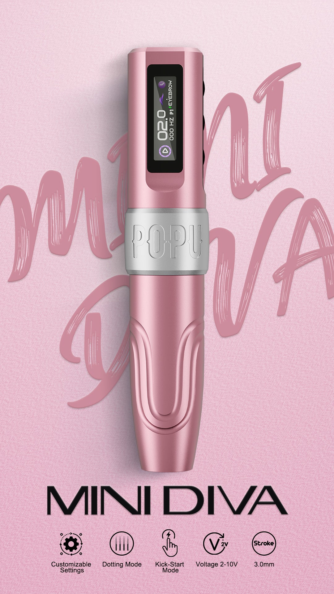 💜POPU MINI DIVA 2V Start-Up Wireless PMU Machine – 3.0mm Stroke - Free Shipping